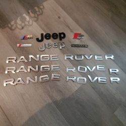 Range Rover, Jeep and jeep trackhawk BMW M competition and audi S emblems, all original oem