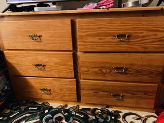 Solid Oak Dresser with mirror and Night Stand