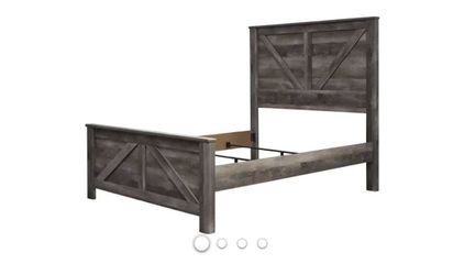 Grey Wash Queen Panel Bed Frame