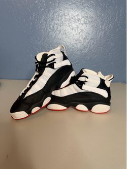 JORDAN sneakers 6 RINGS (GS) BLACK / RED-WHITE BIG KID 323419 008  size 7 kids and women