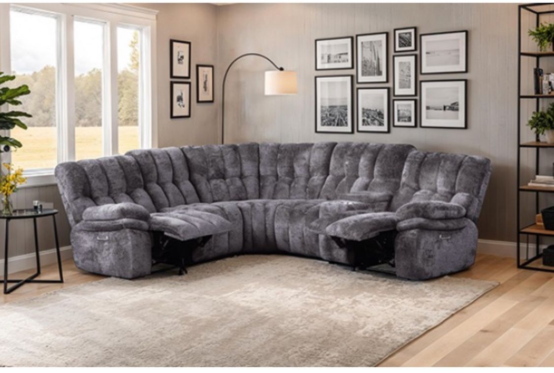 New Dark Gray Power Recliner Sectional Couch/ Includes Free Delivery 🚚
