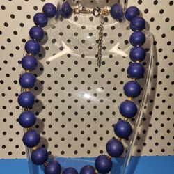 #1792, JOAN'S COLLECTABLES SIGNED BLUE CABOCHON BEADED CHOQUER
