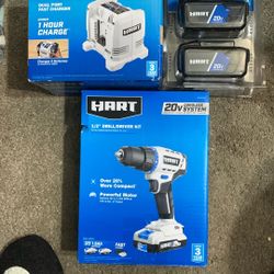 Hart Combo Pack 20v Cordless 1/2” Drill/Driver kit, 20v Batteries With Cordless 20v System Charger