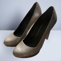 Diesel Ashly Metallic Tan Platform Pumps Heels Size 9.5/40
