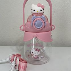Hello kitty water bottle with carry on strap