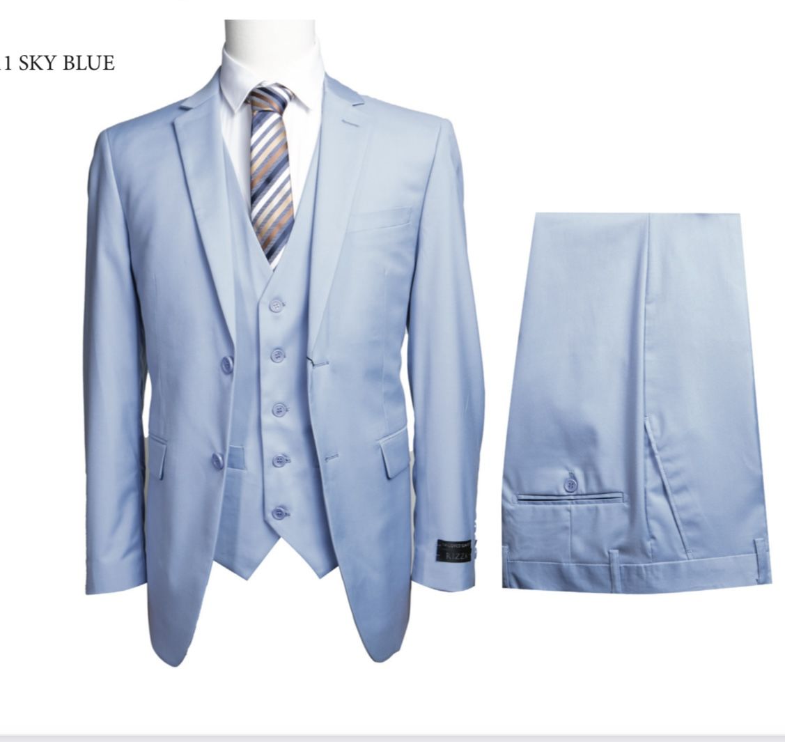 Check out our new three piece slim fit sky Blue suit all size available 34S 62R