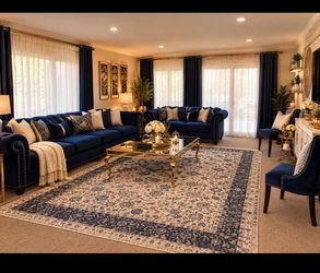 Blue tufted, and diamond sofa set