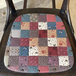 Antique Wooden Rocking Chair Custom 1865 era Fabric Quilted Seat Americana Vintage Patriotic July 4th