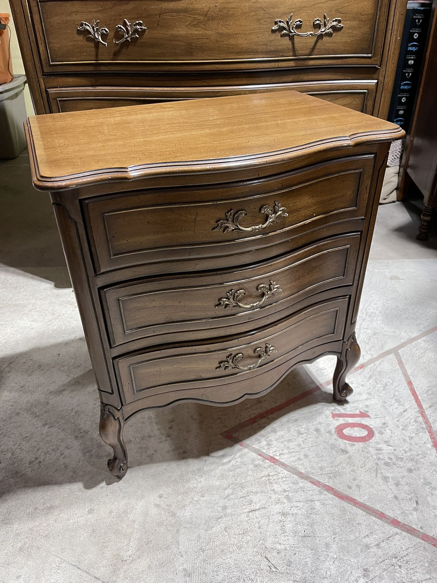 π₯ Rare Vintage National Of Mt. Airy Cherry French Regency Three Drawer Nightstand Dresser π₯
