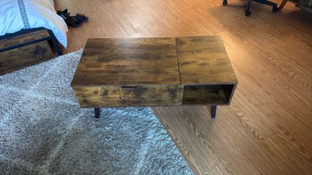 Mid century Rustic Wood Coffee Table with Lift Top