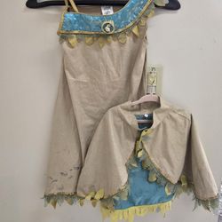 Disney Store - Pocahontas Princess Costume Dress & Cape  Size 7/8