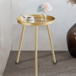 AOJEZOR Side Table: End Table for Any Room - Small Side Tables for Small Spaces Pure Golden with 3 Legged