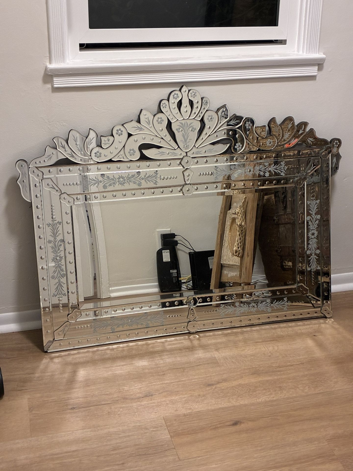 Elegant Lighting Venetian Clear Mirror with Silver Finish, 59" by 1" by 45"