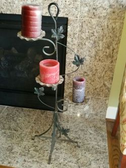 Plant stand with candles.