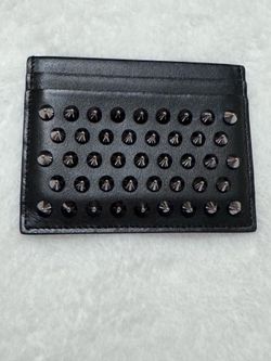 Christian Louboutin Kios Card Case in Black Calf Leather with Gunmetal Spikes *Like New*