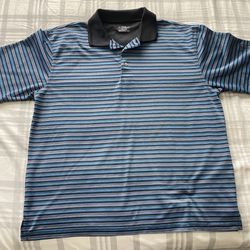 PGA Tour Men’s Polo Shirt Golf Size XL  Blue Gray Striped Short Sleeve