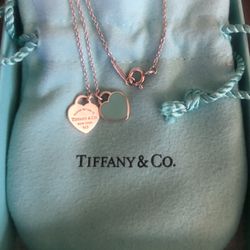 Tiffany & Co Return To Tiffany Mini Blue Hearts Necklace W/pouch 