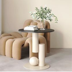 Modern Round Side Table with Sculptural Base