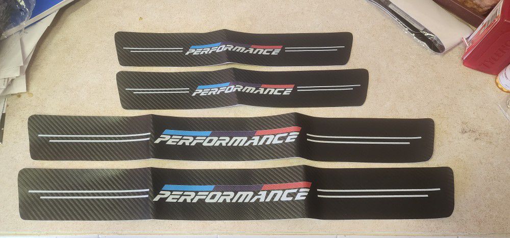 BMW Performance door Sill Carbon Fiber Scuff Protector Decals.  Lays Flat When Applied!  SHIPPING AVAILABLE 