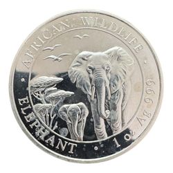 2015 Somalia African Wildlife Elephant  1 oz 999 Silver Coin Somali Republic