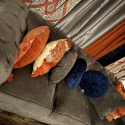 Velvet Gray, Suede Tuck Couches