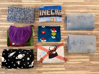 7 blankets - Minecraft, Space & Alien, Buzz Lightyear, The Grinch
