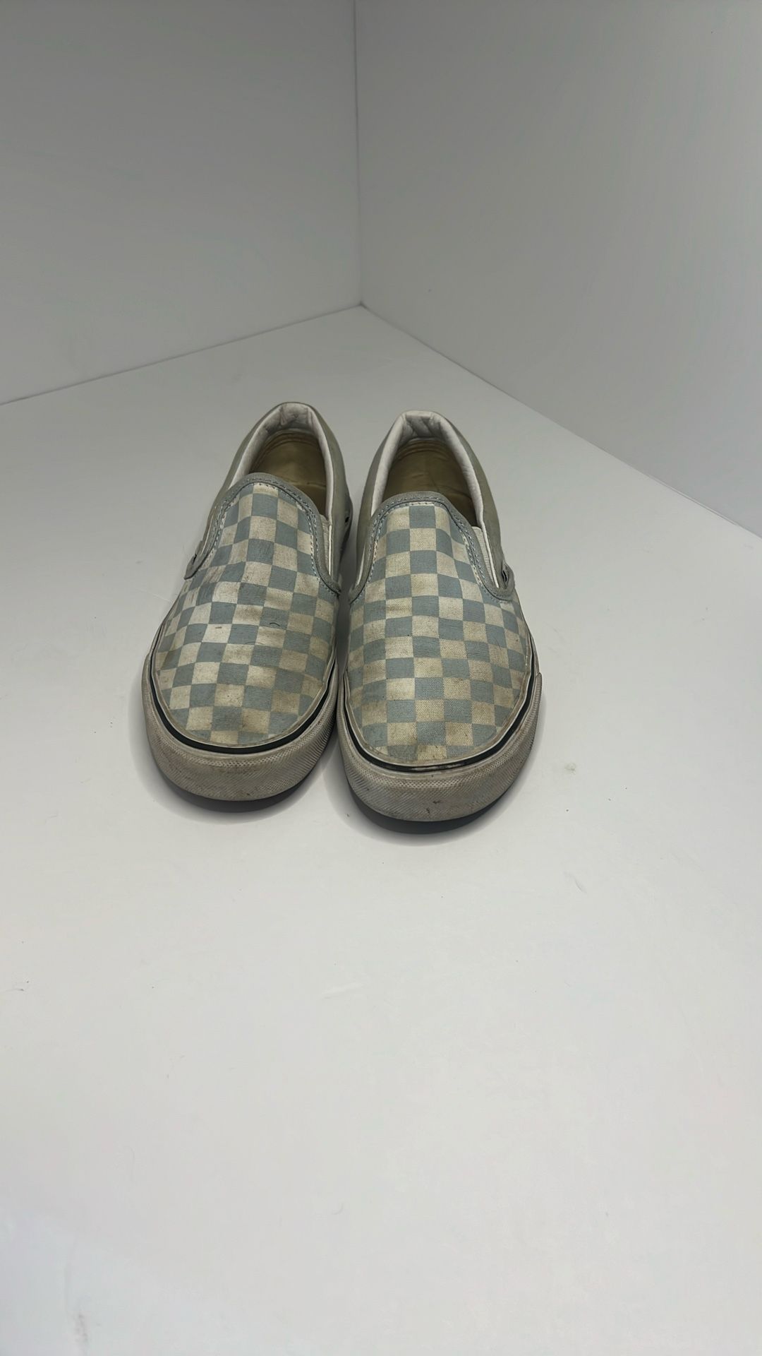 Vans- Women’s Size 7 Baby Blue Checkered Pattern