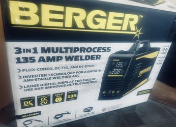 NEW! BERGER 135 Amp 3-in-1 Multiprocess Welder 120V Flux TIG Stick Full Kit