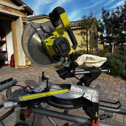 Ryobi 10” Miter Saw + RIDGID Folding Rolling Stand – Great Condition