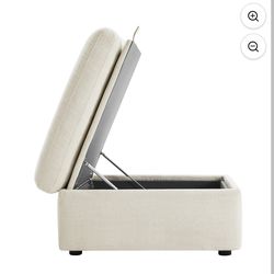 Large Storage Ottoman IVORY COLOR