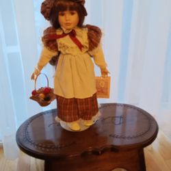 Porcelain Mary Doll With Basket