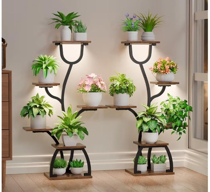 6 Tiered Plant Stands With Grow Lights