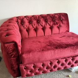 Red velvet sofa, seven seater