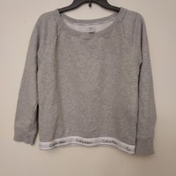 Calvin Klein Sleepwear Women's Logo  Crewneck Gray Sweatshirt Top Size Large