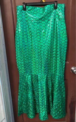 Green Mermaid Skirt Plus Size Faux Leather Pleated