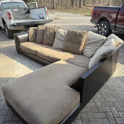 Art Van Brown Microfiber And Leather 2 Piece Sectional 