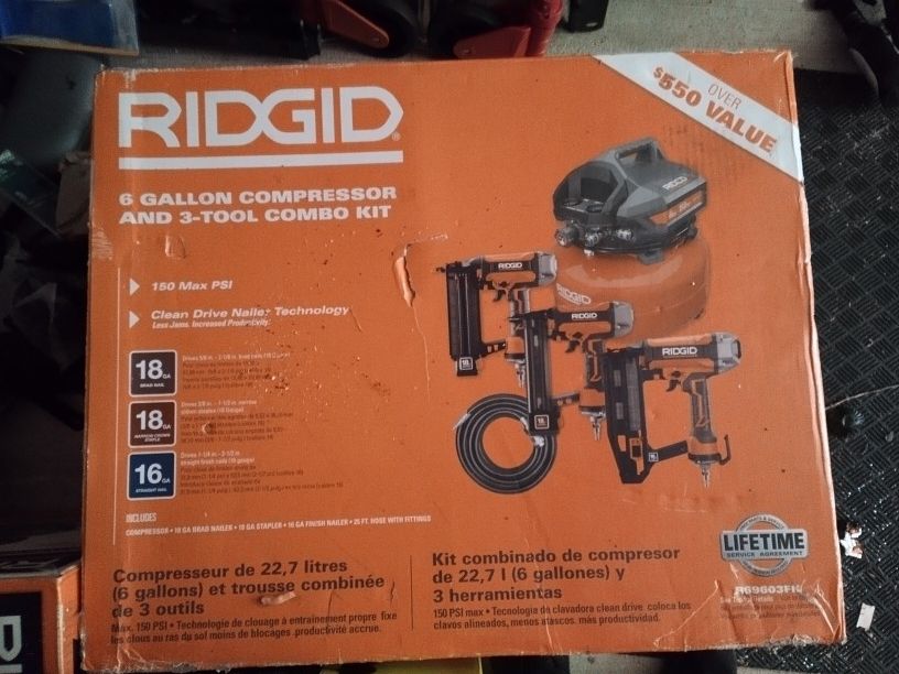 Ridgid Compressor And 3 Tool Combo Kit