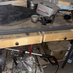 Wooden And Metal Work Shop Table