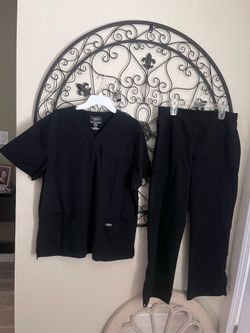 Black Cherokee Man size L workwear 1 Top, 2 pants$15 each piece all. $40