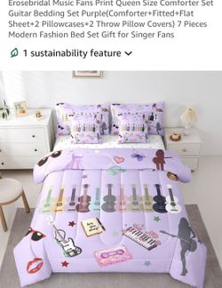 7 PC Fan Music Comforter Set QUEEN (NEW IN PACKAGING)