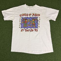Vintage 1993 Jose Cuervo Cinco De Mayo El Torito Shirt Medium White Art RARE SEE