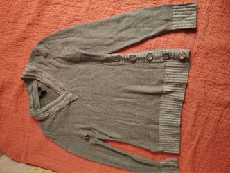Gray Knit Cardigan Sweater with Buttons P M