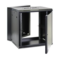 Aeons 12U Double Section Hinged Swing Network Cabinet 24" Depth Glass door