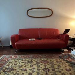 Red Leather Couch Sofa EQ3 Palliser