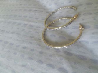 Gold over Sterling hoops with real diamond and chips
