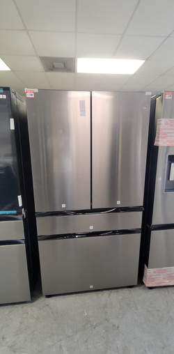 Stainless 4‑Door French Door Fridge – Flex Drawer, LED, Clean