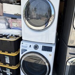 GE and whirlpool  Stackable  Washer and gas dryer  Excellent working condition  Heavy duty  W28 D32 H78 Washer 4.8 cu ft Dryer 7.4 cu ft 3 months warr