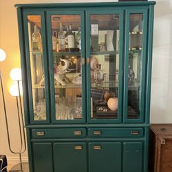 Mid-Century China Hutch Liquor Cabinet