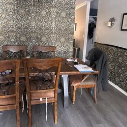 Beautiful Heavy Raw Wood Dining Table And Chairs