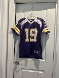 JMU Colosseum Purple White & Yellow Kids Football Jersey #19 size medium 12-14